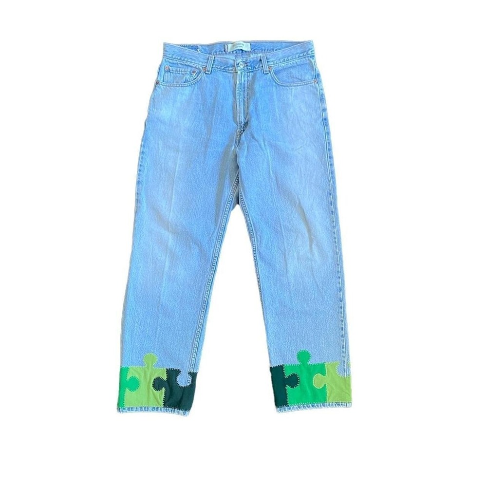 vintage hand sewn puzzle denim